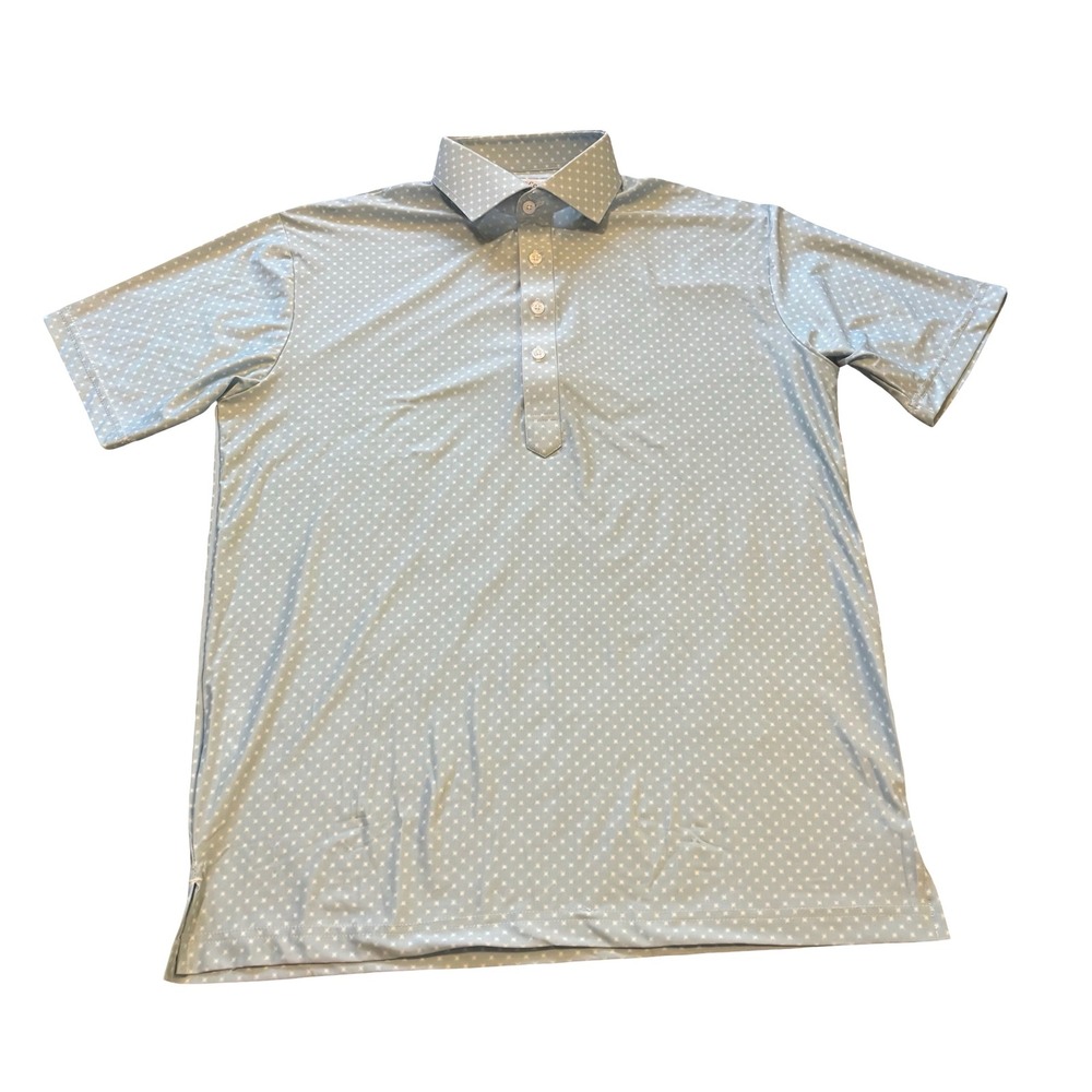 Collars &‎ Co Mens Small Blue Star Print Featherweight Relaxed Dress Collar Polo
